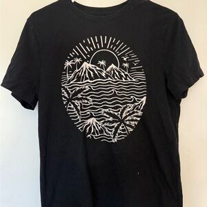 Black Graphic Print Men's Shirt